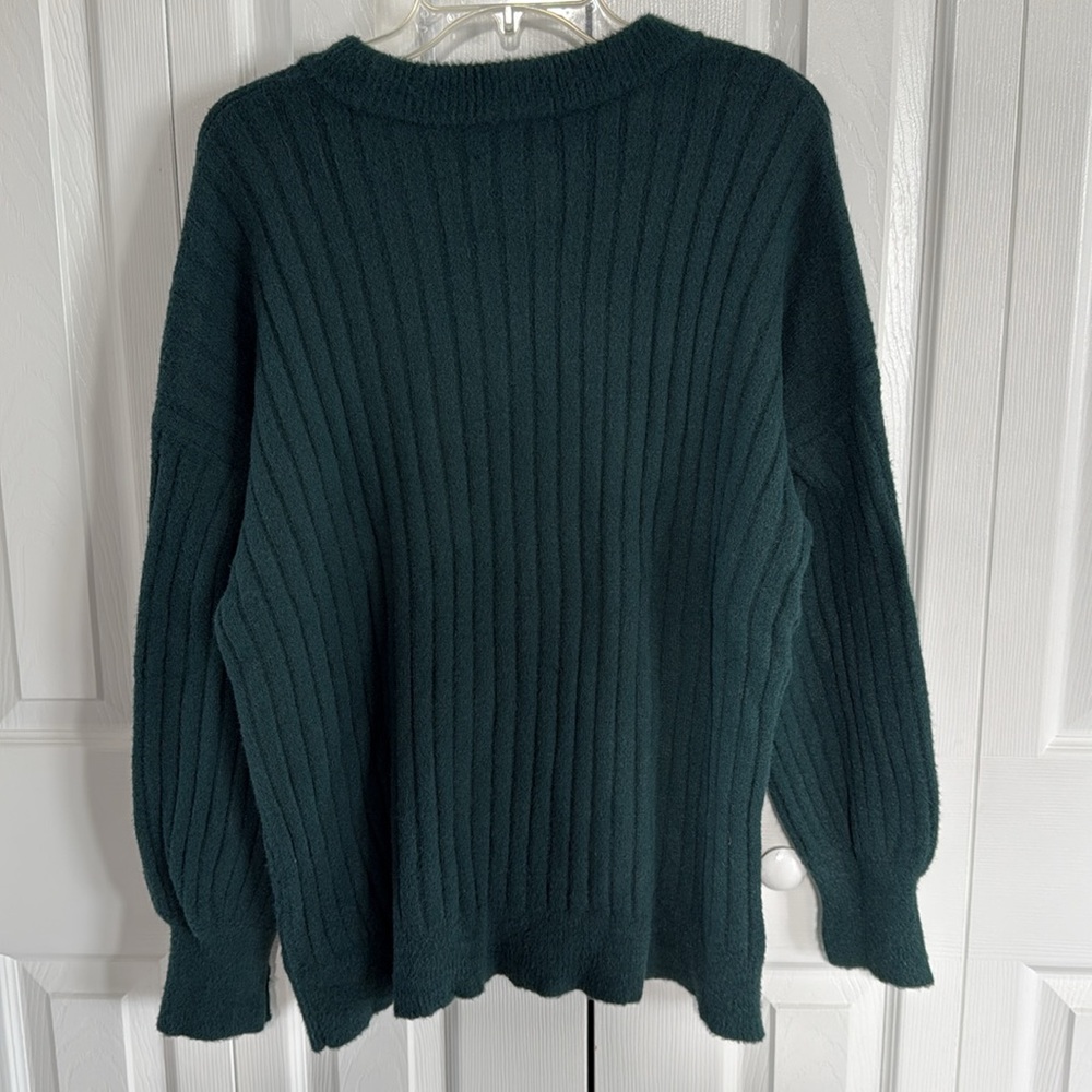 NWT Aerie Women's Spruce Green Super Soft Ribbed Knit Pullover Sweater - Size M - Picture 6 of 8